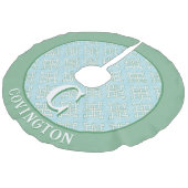 Diamond Endless Knot in Green + Aqua Personalized フェイクリネンツリースカート (アングル)