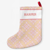 Diamond Endless Knot in Pink + Orange Personalized スモールクリスマスストッキング (裏面)