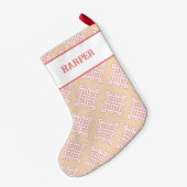 Diamond Endless Knot in Pink + Orange Personalized スモールクリスマスストッキング (裏面 (吊り時))