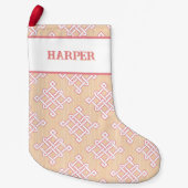 Diamond Endless Knot in Pink + Orange Personalized スモールクリスマスストッキング (正面)