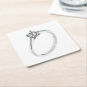 Diamond Engagement Ring スクエアペーパーコースター (アングル)