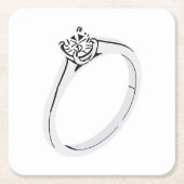 Diamond Engagement Ring スクエアペーパーコースター (正面)