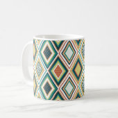 Diamond Geometric Pattern in Earth Tones コーヒーマグカップ (正面左)