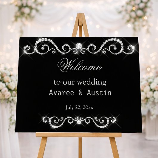 Diamond Glitter Welcome to Our Wedding Poster ポスター