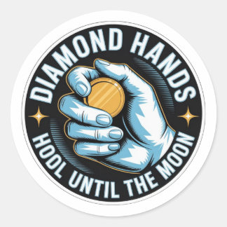 Diamond Hands Crypto Sticker - HODL Until The Moon ラウンドシール