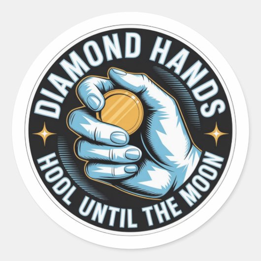 Diamond Hands Crypto Sticker - HODL Until The Moon ラウンドシール (正面)