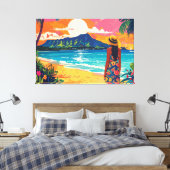 Diamond Head Hawaii tropical landscape キャンバスプリント (インサイチュ (寝室))
