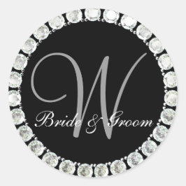 Diamond Monogram Wカスタマイズ可能シール ラウンドシール