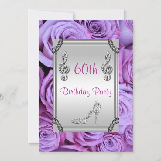 Diamond Music Note、Stileto & Diamond薄紫バラ60th 招待状 (正面)
