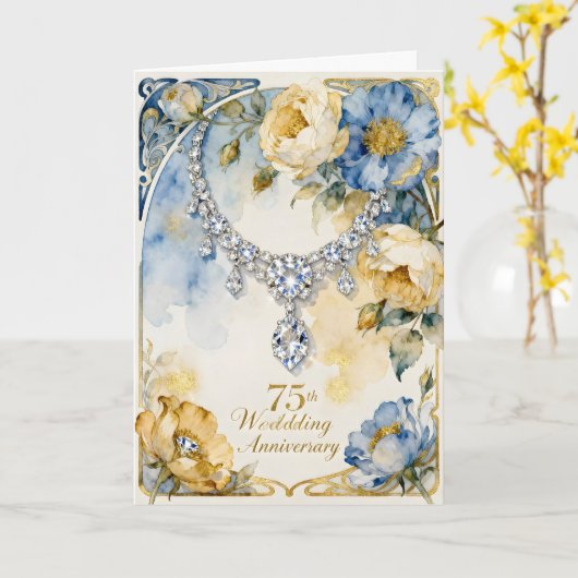 Diamond Necklace 75th Wedding Anniversary カード (黄色い花)