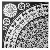 Diamond Orientation Black and White Intricate タイル (正面)