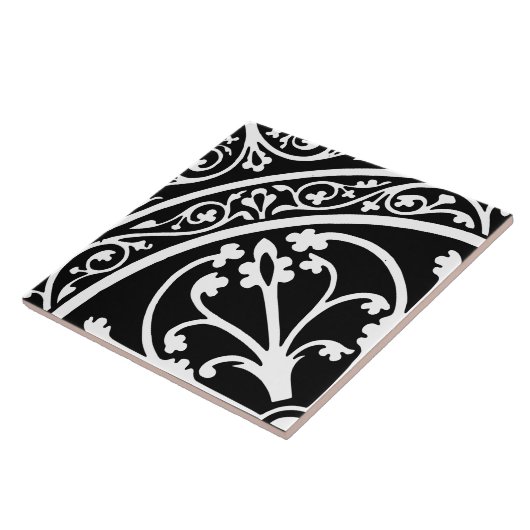 Diamond Oriented Large Print Abstract Black タイル (側面)