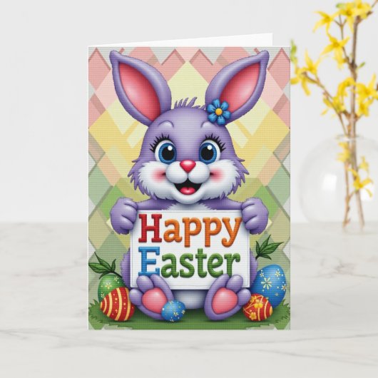 Diamond Pattern Easter Card カード (黄色い花)