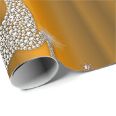 Diamond Reindeer And Silver Trees Gold Christmas ラッピングペーパー (ロールコーナー)