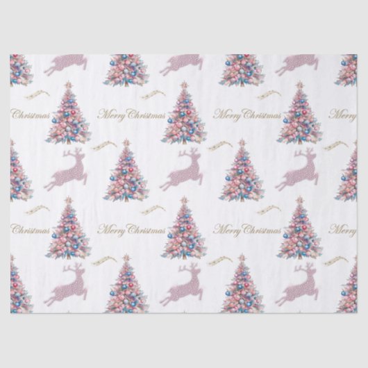Diamond Reindeer Pink Pastel Christmas 薄葉紙 (正面)