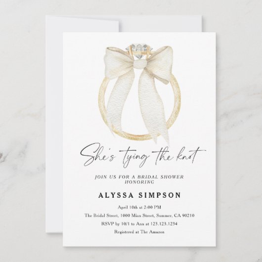 Diamond Ring She's tying the knot Bridal Shower 招待状 (正面)