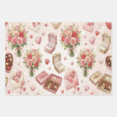Diamond Rings, Roses & Luxury Gift Boxes Pattern ラッピングペーパーシート (正面3)