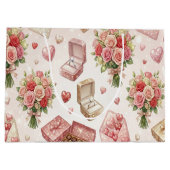 Diamond Rings, Roses & Luxury Gift Boxes Pattern ラージペーパーバッグ (裏面)