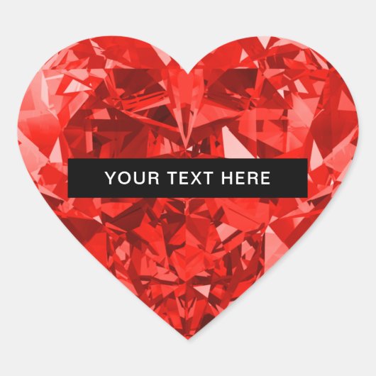 Diamond Ruby Heart Personalized ハートシール (正面)