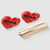 Diamond Ruby Heart Personalized Text Luxury Chic ハンドファン (組立なし)