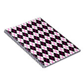 Diamond Shape Argyle Print Black and Pink ノートブック (右側)