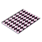 Diamond Shape Argyle Print Black and Pink ノートブック (左側)