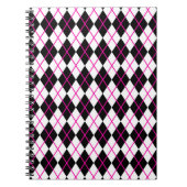 Diamond Shape Argyle Print Black and Pink ノートブック (正面)