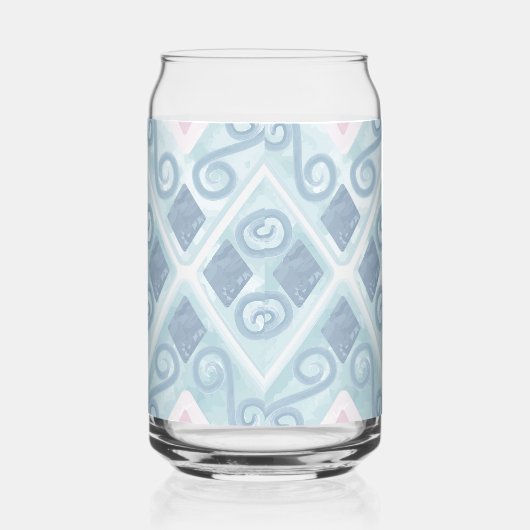 diamond shaped blue pattern ガラス缶 (右)