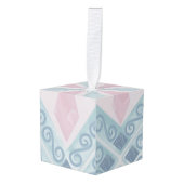 diamond shaped blue pattern キューブオーナメント (正面アングル)