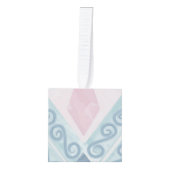 diamond shaped blue pattern キューブオーナメント (正面)