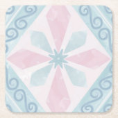 diamond shaped blue pattern スクエアペーパーコースター (正面)