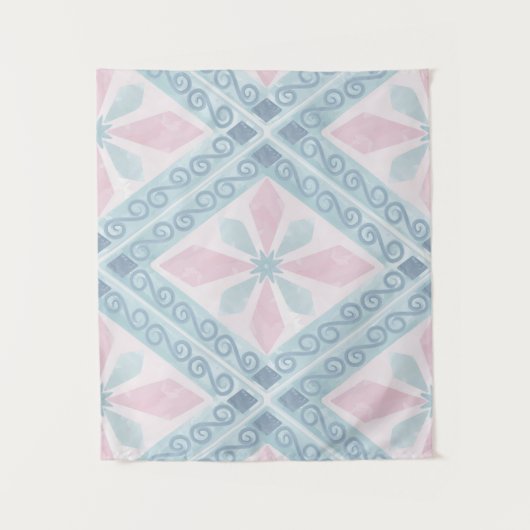 diamond shaped blue pattern タペストリー (正面)