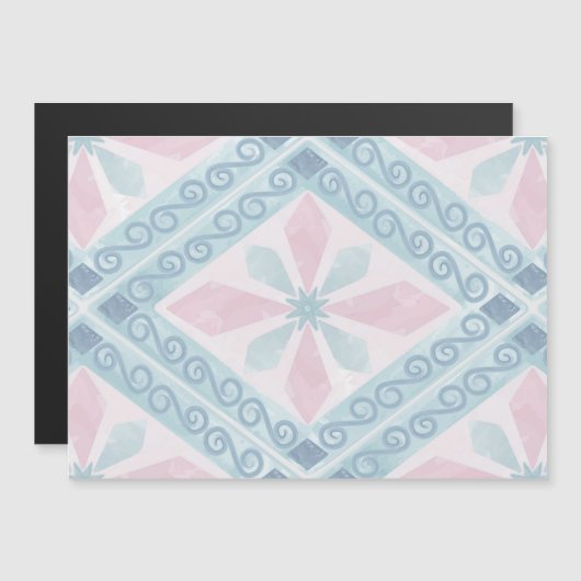 diamond shaped blue pattern マグネット招待状 (正面/裏面)