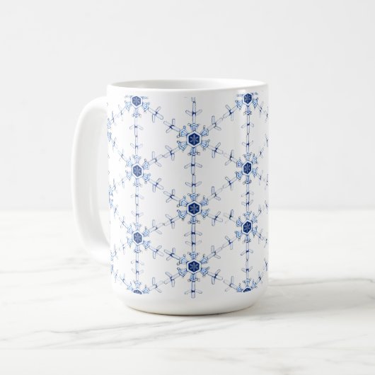 Diamond Snowflake Pattern コーヒーマグカップ (正面左)