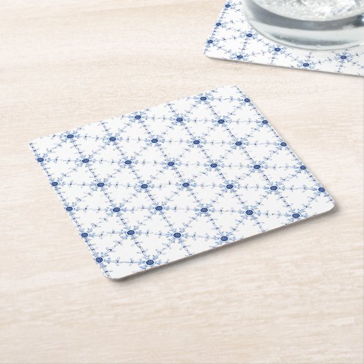 Diamond Snowflake Pattern スクエアペーパーコースター (アングル)