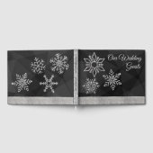 Diamond Snowflakes on Black Wedding Guest Book ゲストブック (全面)