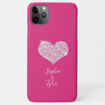 Diamond Sparkleハート、DIY Namesスクリプト、深いピンク