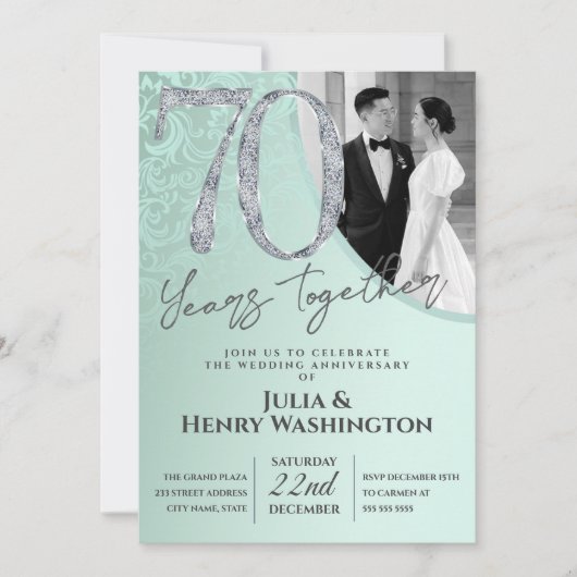 Diamond Texture Text 70th Wedding Anniversary  招待状 (正面)