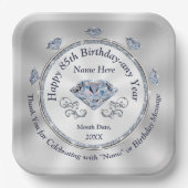 Diamond themed, 85th Birthday Plates, Personalized ペーパープレート (正面)