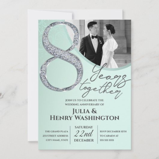 Diamond Typography Wedding Anniversary  招待状 (正面)