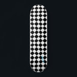 Diamond White & Black Checkers & Name or Text スケートボード<br><div class="desc">Stand out with this diamond white and black checkers print skateboard.  Complete with your name or text in your choice of red,  blue,  pink,  yellow,  and purple colors.</div>