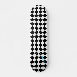 Diamond White & Black Checkers & Name or Text スケートボード