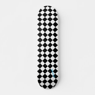 Diamond White & Black Checkers & Name or Text スケートボード