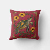Diamondback Terrapin And Black Eyed Susan Flowers クッション (裏面)