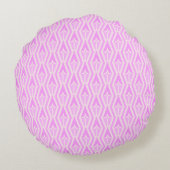 Diamonds & Arrows Pink and White Round Pillow ラウンドクッション (裏面)
