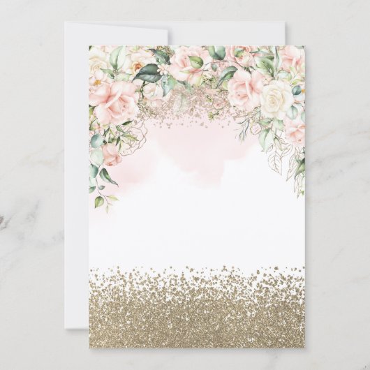 Diamonds Blush Flowers Bridal Shower 招待状 (裏面)