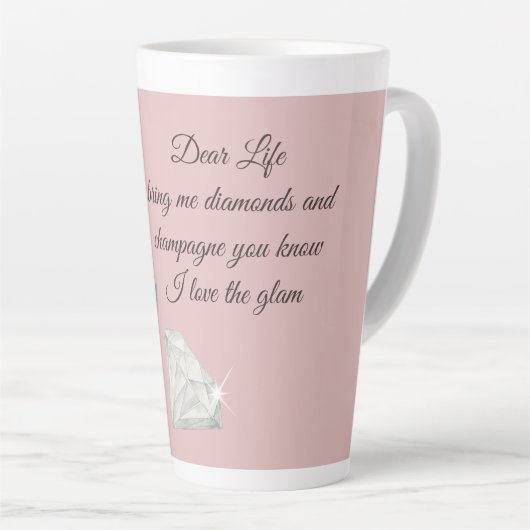 Diamonds & Champagne Quote – Dear Life Edition カフェラテマグ (右アングル)