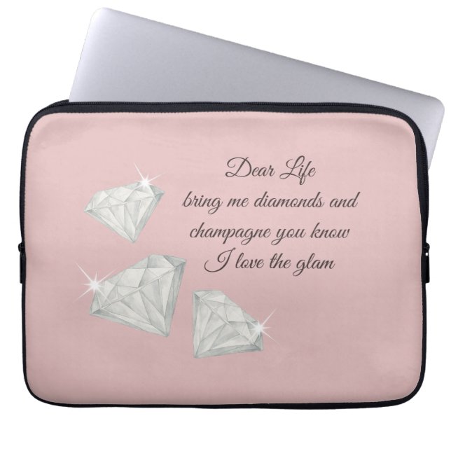 Diamonds & Champagne Quote – Dear Life Edition ラップトップスリーブ (正面)