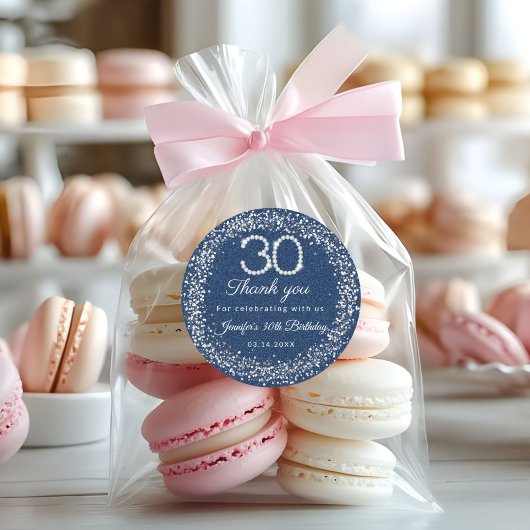 Diamonds & Denim 30th Birthday Thank you Sticker ラウンドシール