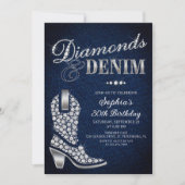 Diamonds Denim Western Birthday 招待状 (正面)